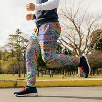 Aotearoa Kowhaiwhai Taniko Patchwork Rainbow Motifs Jogger Pants LT9 - Polynesian Pride