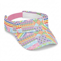 Aotearoa Kowhaiwhai Taniko Patchwork Rainbow Motifs Sun Visor Cap LT9 Universal Fit Rainbow - Polynesian Pride