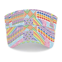 Aotearoa Kowhaiwhai Taniko Patchwork Rainbow Motifs Sun Visor Cap LT9 - Polynesian Pride