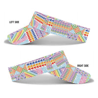 Aotearoa Kowhaiwhai Taniko Patchwork Rainbow Motifs Sun Visor Cap LT9 - Polynesian Pride