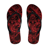 Aotearoa Maori Hei Tiki Flip Flops Whero Kowhaiwhai Puhoro Motif