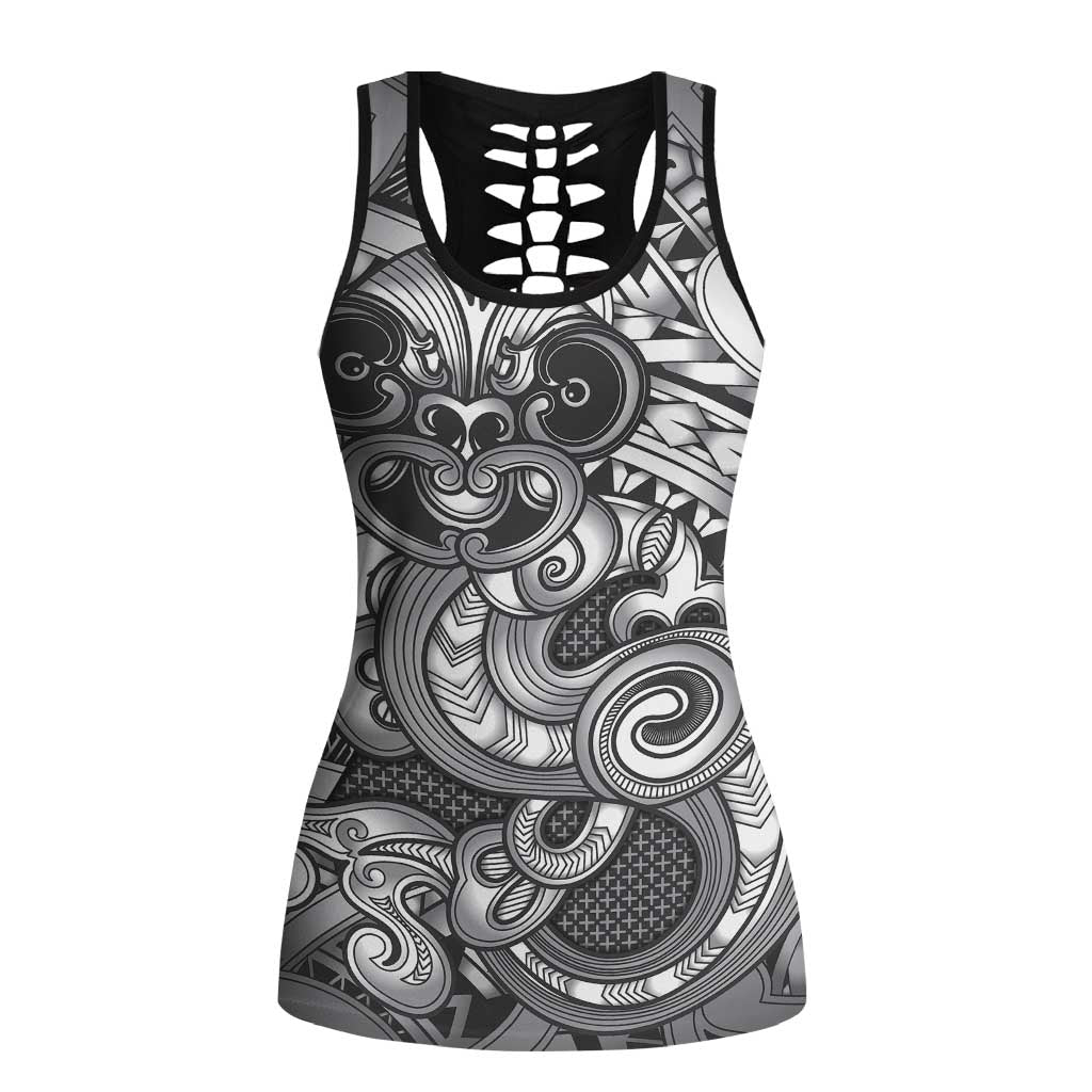 Aotearoa Maori Hei Tiki Hollow Tank Top Kiwikiwi Kowhaiwhai Puhoro Motif