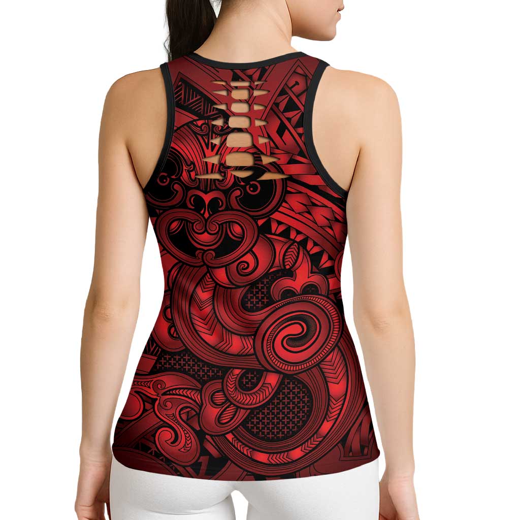 Aotearoa Maori Hei Tiki Hollow Tank Top Whero Kowhaiwhai Puhoro Motif