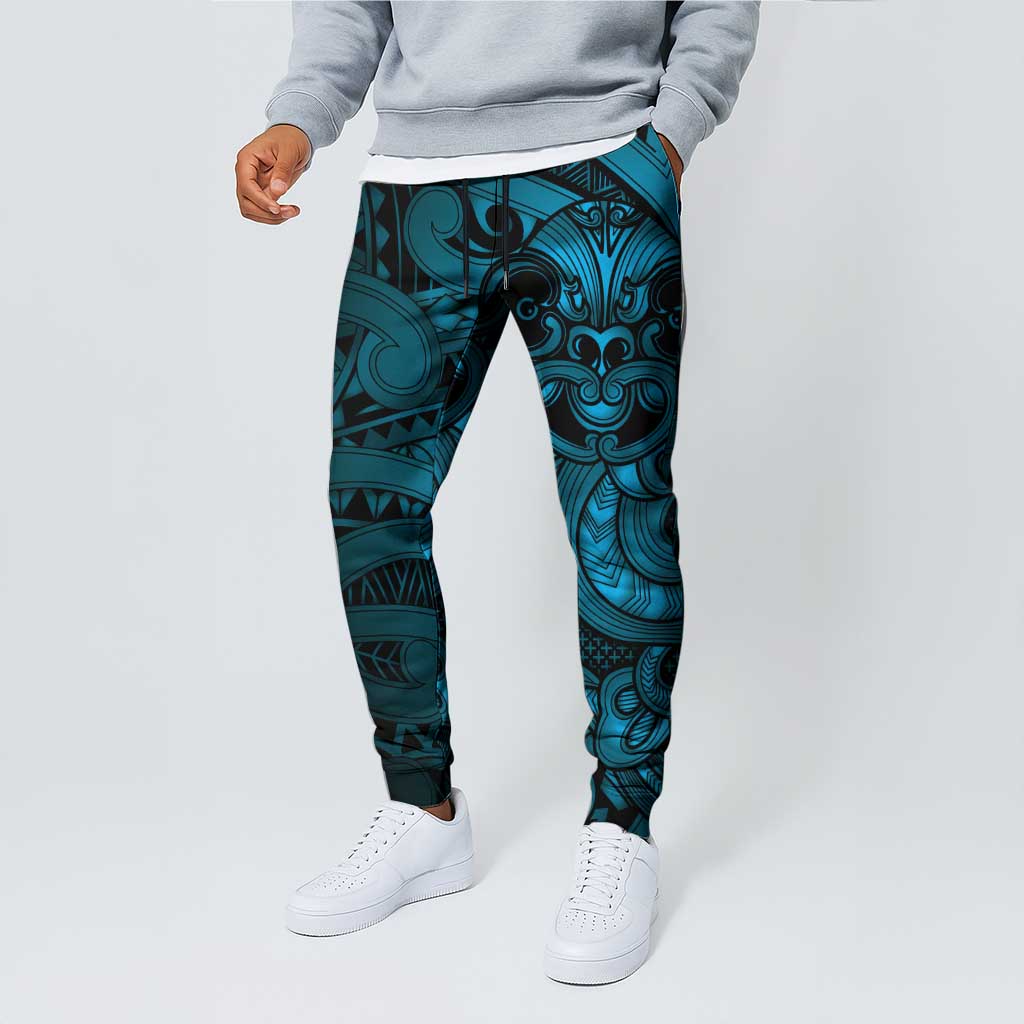 Aotearoa Maori Hei Tiki Jogger Pants Kikorangi Kowhaiwhai Puhoro Motif