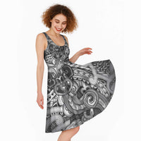 Aotearoa Maori Hei Tiki Midi Dress Kiwikiwi Kowhaiwhai Puhoro Motif