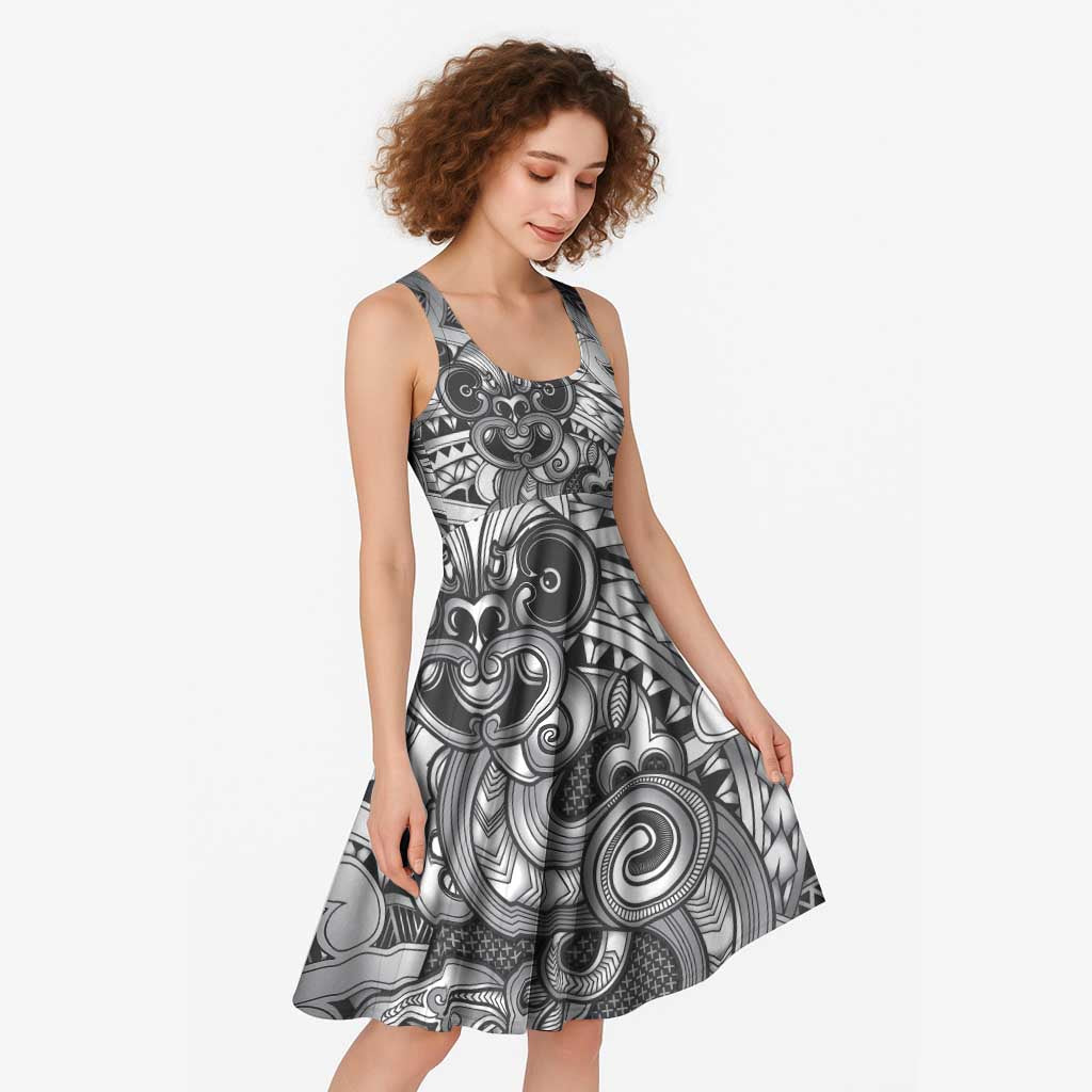 Aotearoa Maori Hei Tiki Midi Dress Kiwikiwi Kowhaiwhai Puhoro Motif