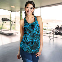 Aotearoa Maori Hei Tiki Women Racerback Tank Kikorangi Kowhaiwhai Puhoro Motif LT9 - Polynesian Pride