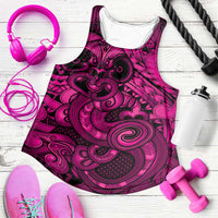 Aotearoa Maori Hei Tiki Women Racerback Tank Mawhero Kowhaiwhai Puhoro Motif LT9 Pink - Polynesian Pride