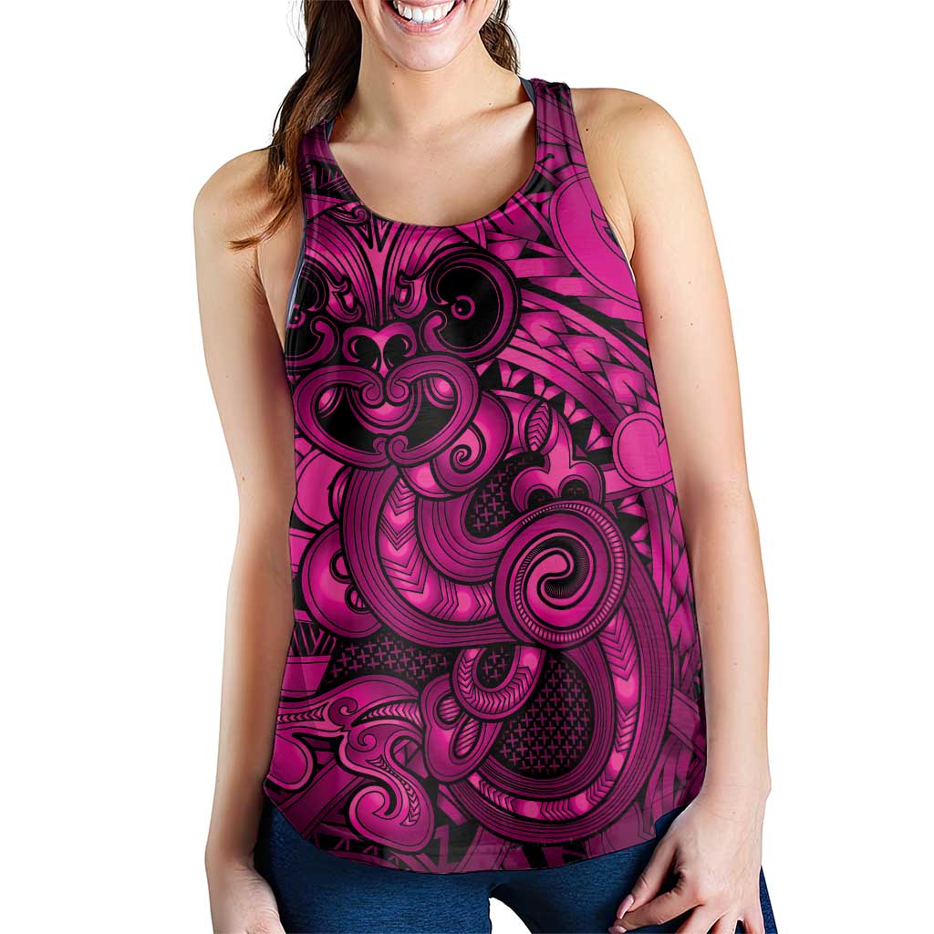 Aotearoa Maori Hei Tiki Women Racerback Tank Mawhero Kowhaiwhai Puhoro Motif LT9 - Polynesian Pride