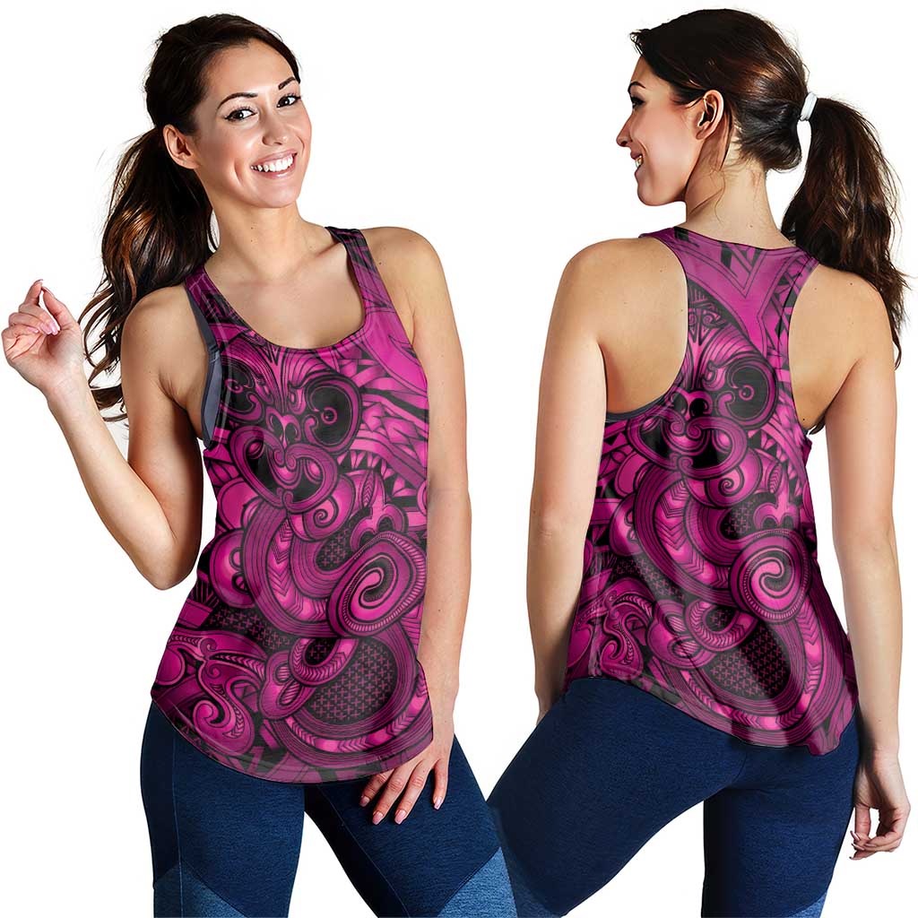 Aotearoa Maori Hei Tiki Women Racerback Tank Mawhero Kowhaiwhai Puhoro Motif LT9 - Polynesian Pride