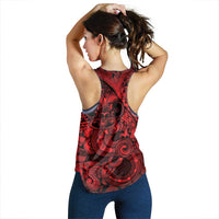 Aotearoa Maori Hei Tiki Women Racerback Tank Whero Kowhaiwhai Puhoro Motif