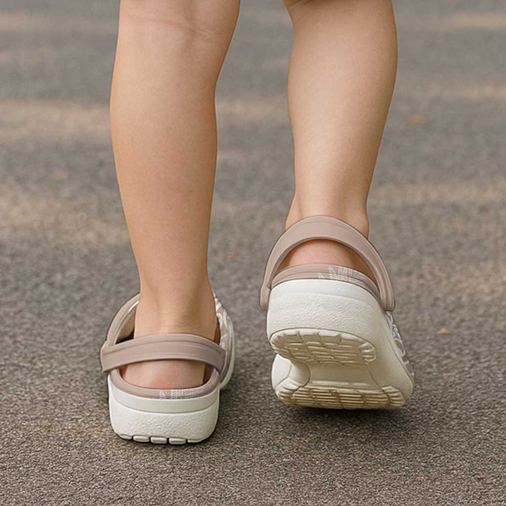 Aotearoa Maori Koru Curves Clogs Shoes Silver Ferns - Mocha