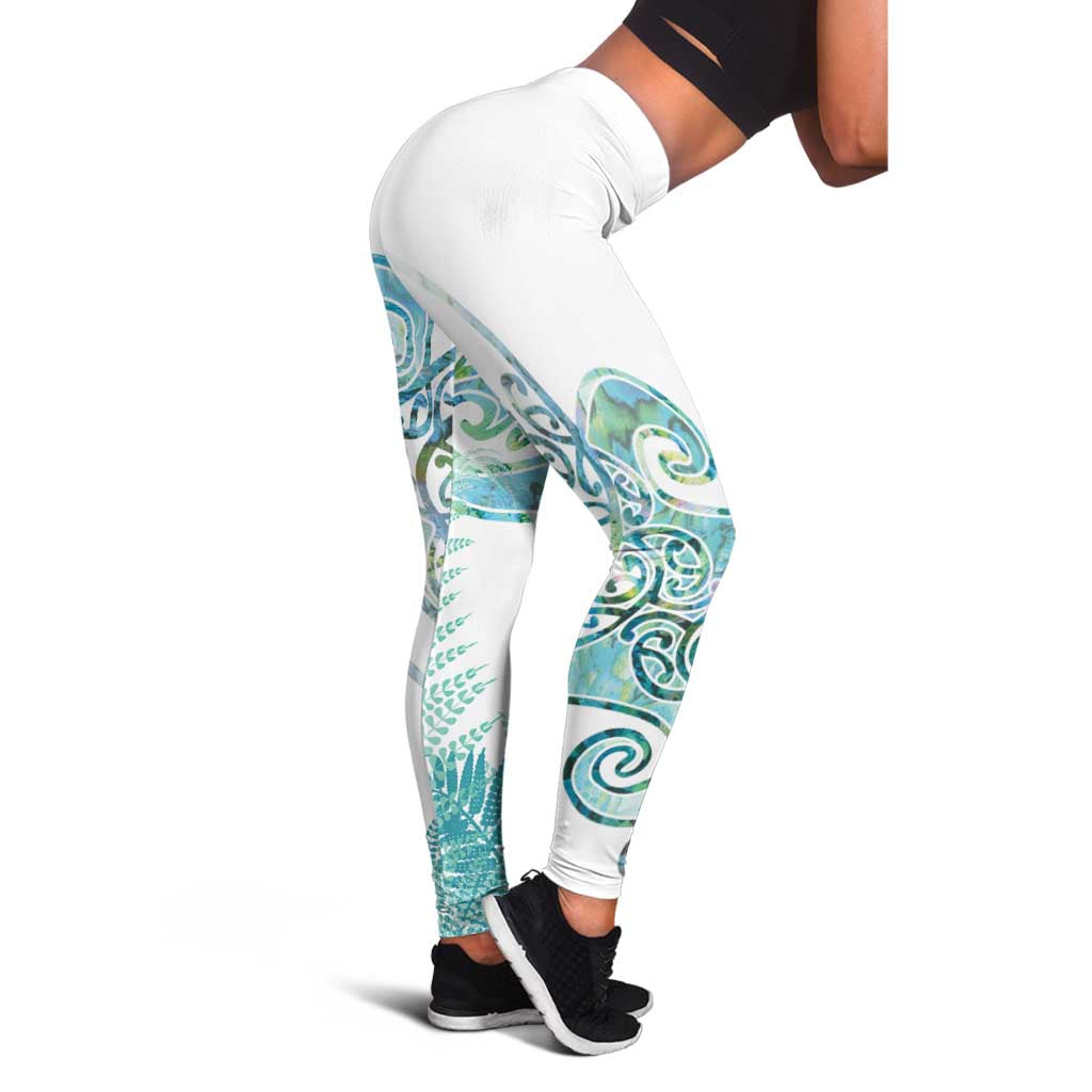 Aotearoa Maori Koru Curves Leggings Mossy Paua Shell
