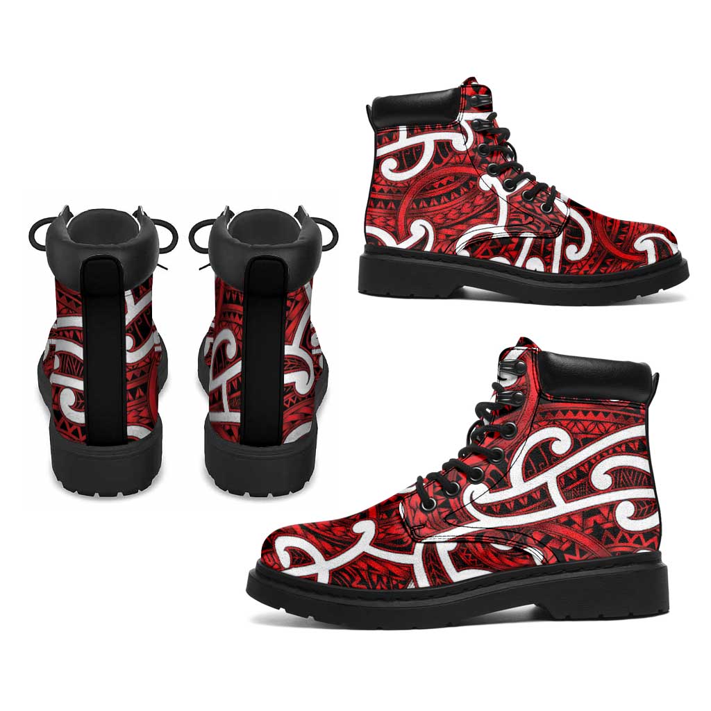Aotearoa Maori Kowhaiwhai All Season Boots Whero Puhoro and Patiki