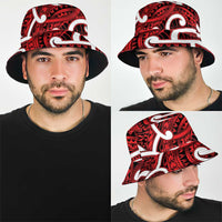 Aotearoa Maori Kowhaiwhai Bucket Hat Whero Puhoro and Patiki
