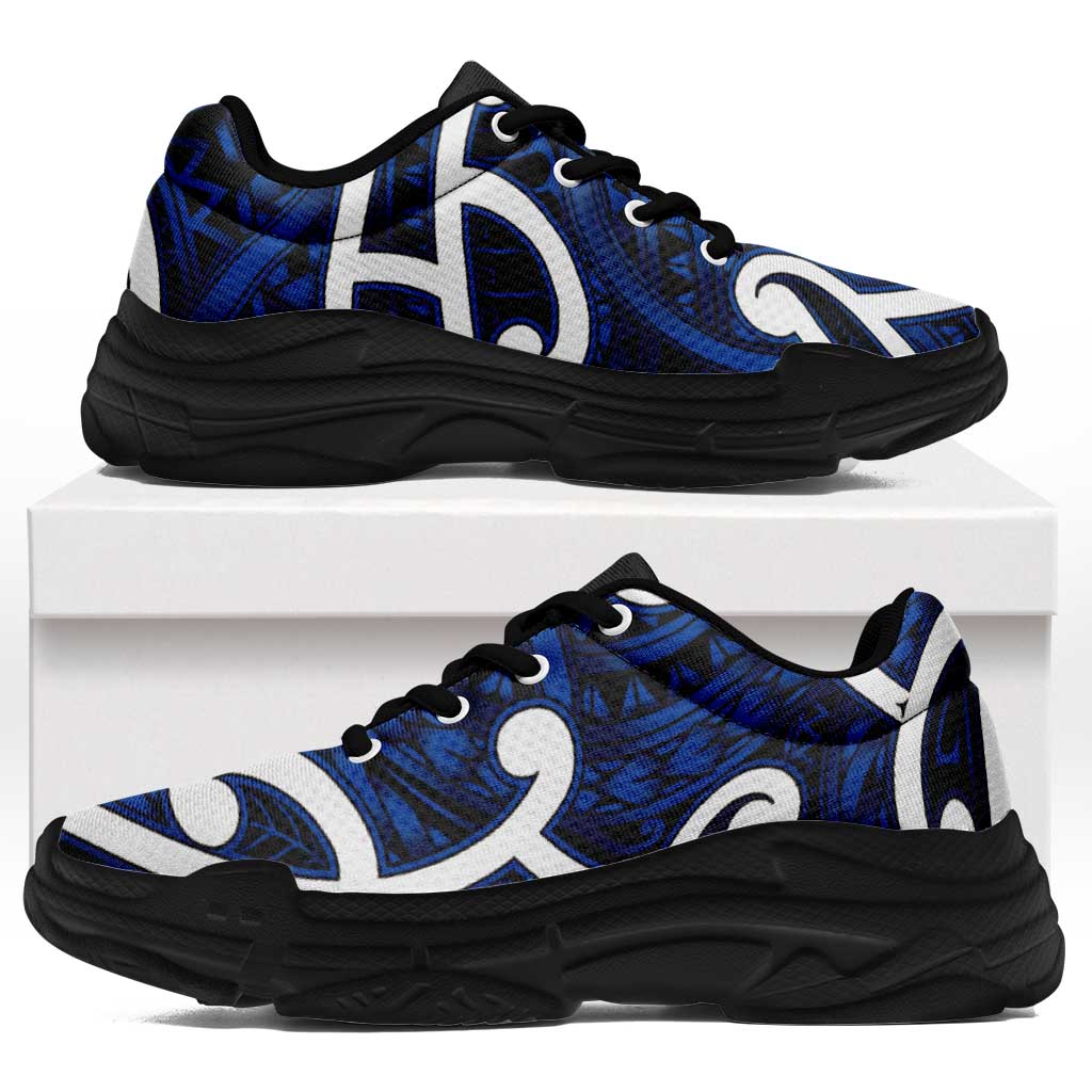 Aotearoa Maori Kowhaiwhai Chunky Sneakers Kikorangi Puhoro and Patiki