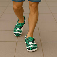 Aotearoa Maori Kowhaiwhai Clogs Shoes Kakariki Puhoro and Patiki