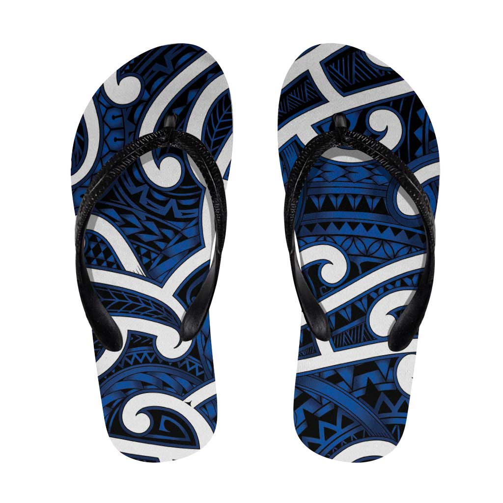 Aotearoa Maori Kowhaiwhai Flip Flops Kikorangi Puhoro and Patiki