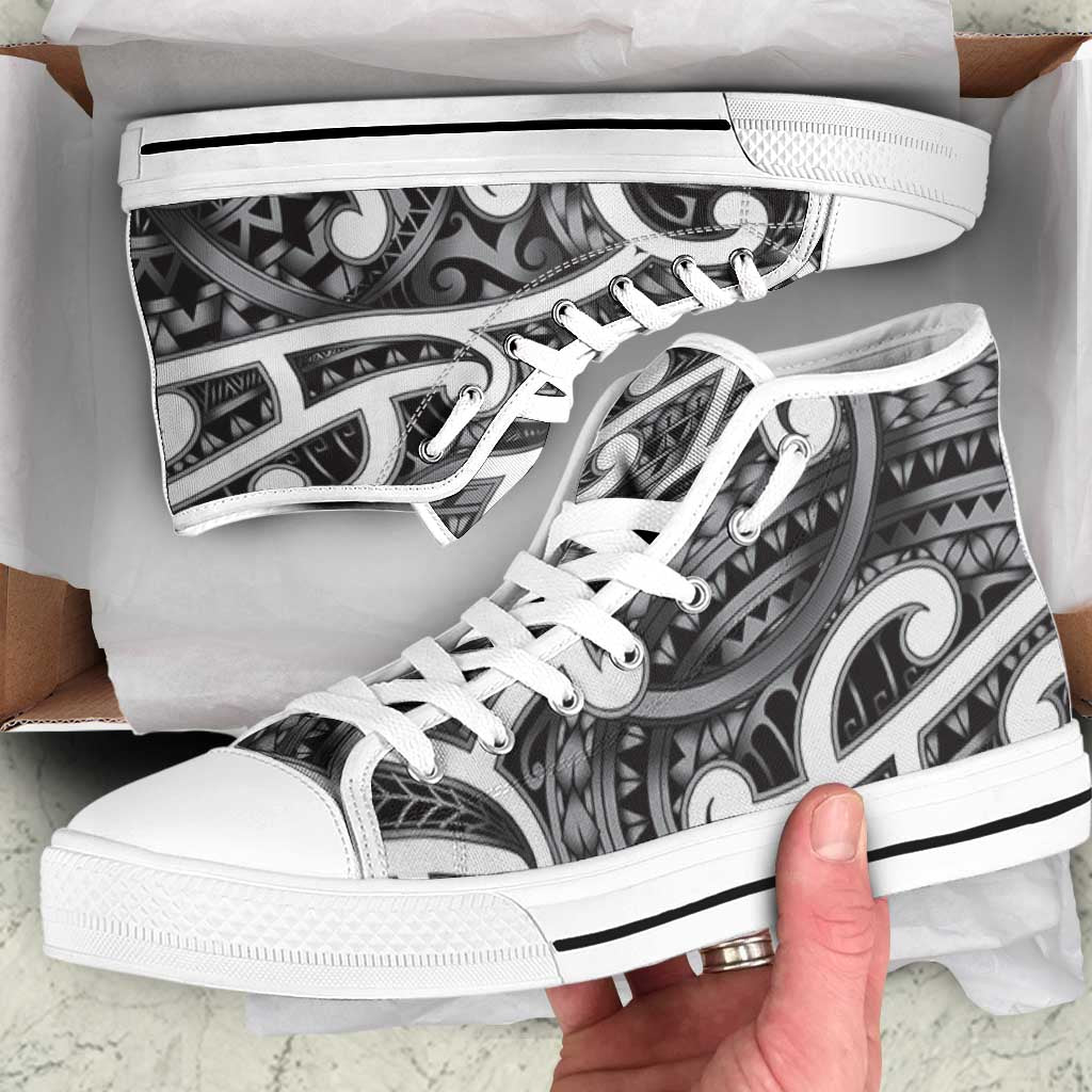 Aotearoa Maori Kowhaiwhai High Top Shoes Kiwikiwi Puhoro and Patiki