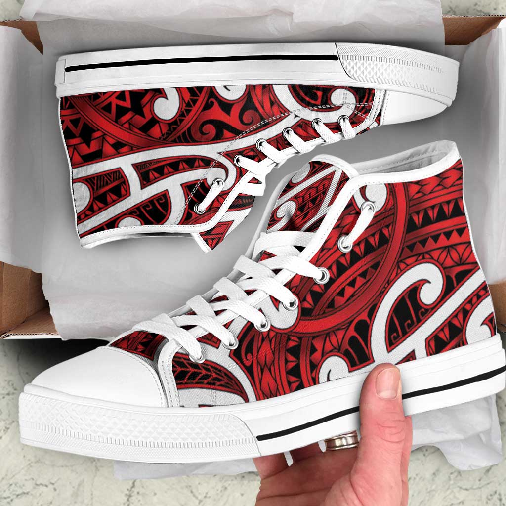 Aotearoa Maori Kowhaiwhai High Top Shoes Whero Puhoro and Patiki