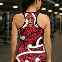 Aotearoa Maori Kowhaiwhai Hollow Tank Top Whero Puhoro and Patiki
