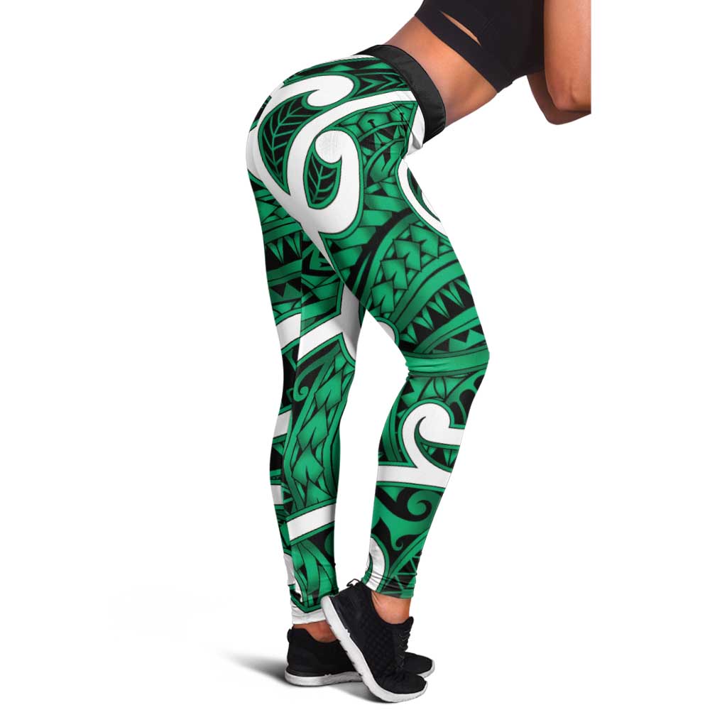 Aotearoa Maori Kowhaiwhai Leggings Kakariki Puhoro and Patiki