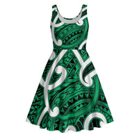 Aotearoa Maori Kowhaiwhai Midi Dress Kakariki Puhoro and Patiki