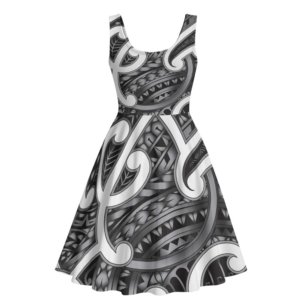 Aotearoa Maori Kowhaiwhai Midi Dress Kiwikiwi Puhoro and Patiki