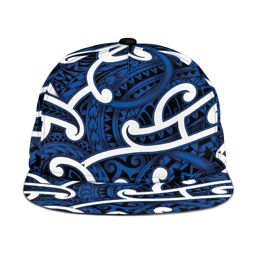 Aotearoa Maori Kowhaiwhai Snapback Cap Kikorangi Puhoro and Patiki