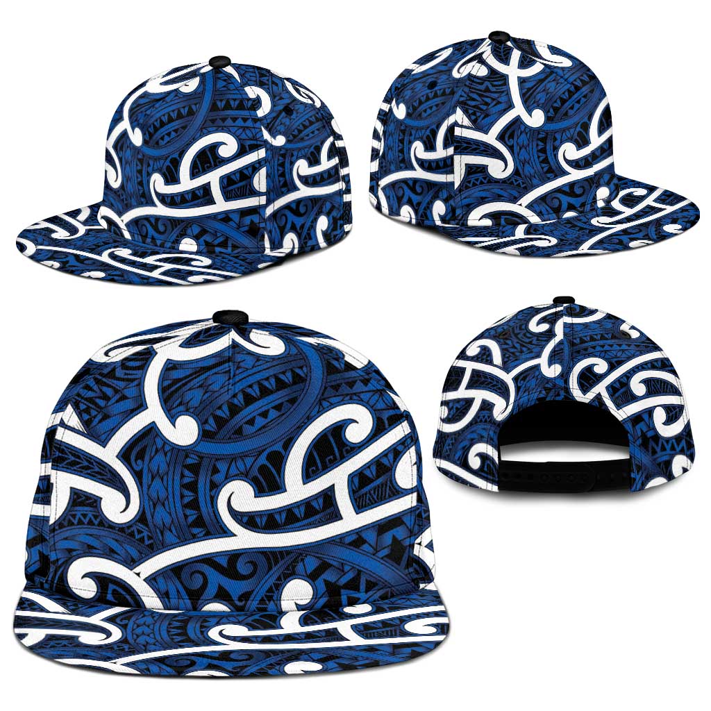Aotearoa Maori Kowhaiwhai Snapback Cap Kikorangi Puhoro and Patiki