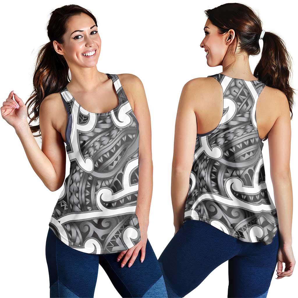 Aotearoa Maori Kowhaiwhai Women Racerback Tank Kiwikiwi Puhoro and Patiki