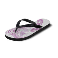 Aotearoa Maori Sea Animals Tribal Flip Flops Manta Ray and Shark Moko Pattern Pink Color
