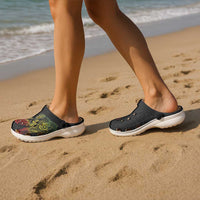 Aotearoa Moko Tribal Tattoo Clogs Shoes New Zealand Maori Penguin and Fantail Reggae Style LT03 - Polynesian Pride