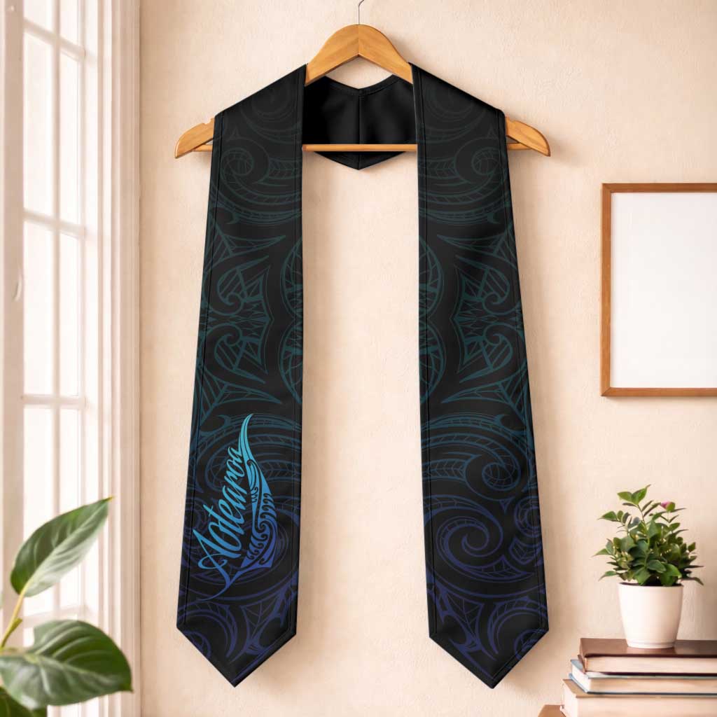 Aotearoa New Zealand Graduation Stole Koru Fern Blue Gradient