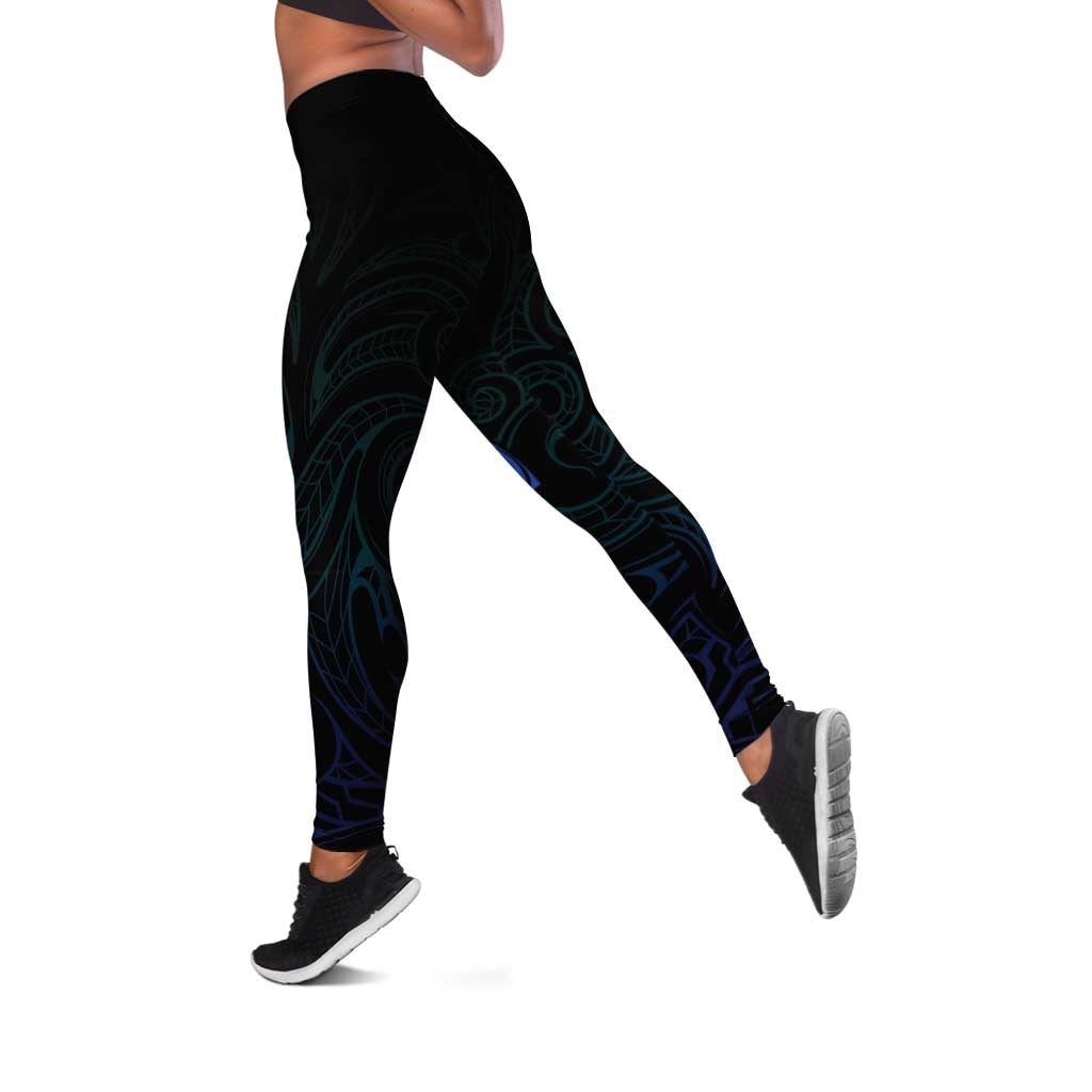 Aotearoa New Zealand Leggings Koru Fern Blue Gradient - Polynesian Pride