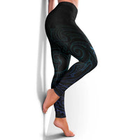 Aotearoa New Zealand Leggings Koru Fern Blue Gradient - Polynesian Pride