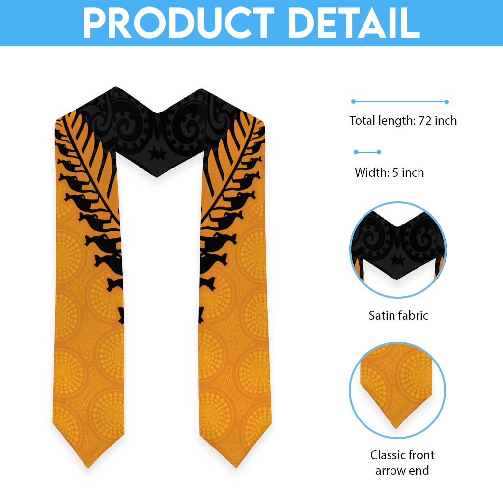 Australia New Zealand Rugby Graduation Stole Gold Aboriginal Wallabies and Maori Black Fern - Polynesian Pride