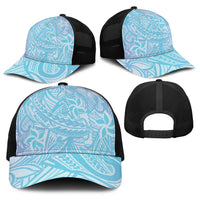 Baby Blue Gradient Polynesia Baseball Net Cap Hawaiian Tribal Hammerhead Shark Tattoo - Polynesian Pride