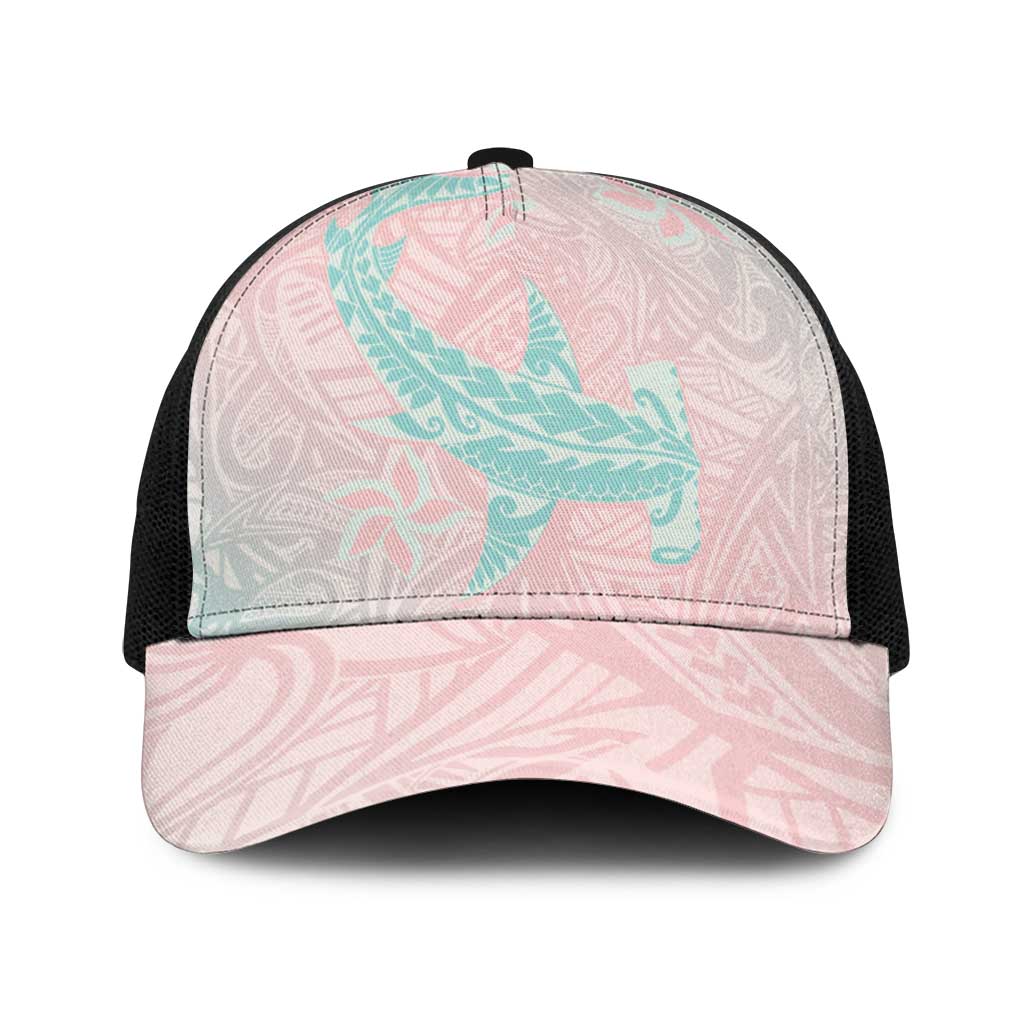 Baby Pink Gradient Polynesia Baseball Net Cap Hawaiian Tribal Hammerhead Shark Tattoo - Polynesian Pride