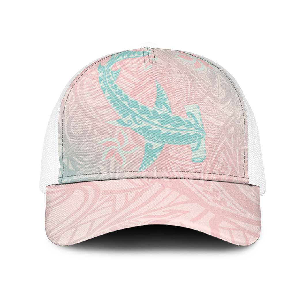 Baby Pink Gradient Polynesia Mesh Trucker Cap Hawaiian Tribal Hammerhead Shark Tattoo - Polynesian Pride