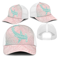 Baby Pink Gradient Polynesia Mesh Trucker Cap Hawaiian Tribal Hammerhead Shark Tattoo - Polynesian Pride