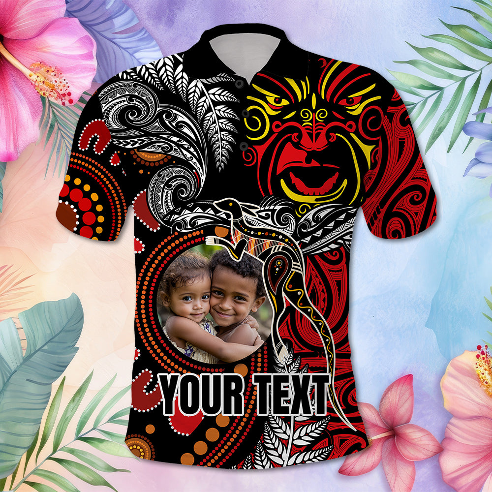 Custom Photo Aotearoa and Australia Toitu Te Tiriti Polo Shirt Honour the Treaty - Stand Together Stand Stronger CTM03