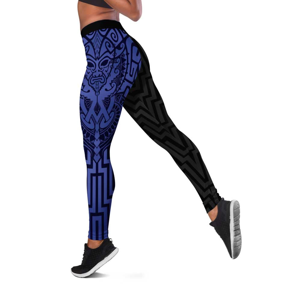 Basketball New Zealand Leggings Blue Maori Ta Moko Indigenous - Polynesian Pride