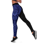 Basketball New Zealand Leggings Blue Maori Ta Moko Indigenous - Polynesian Pride