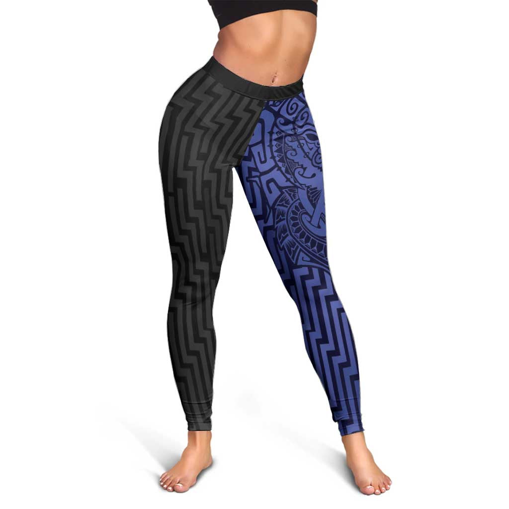 Basketball New Zealand Leggings Blue Maori Ta Moko Indigenous - Polynesian Pride