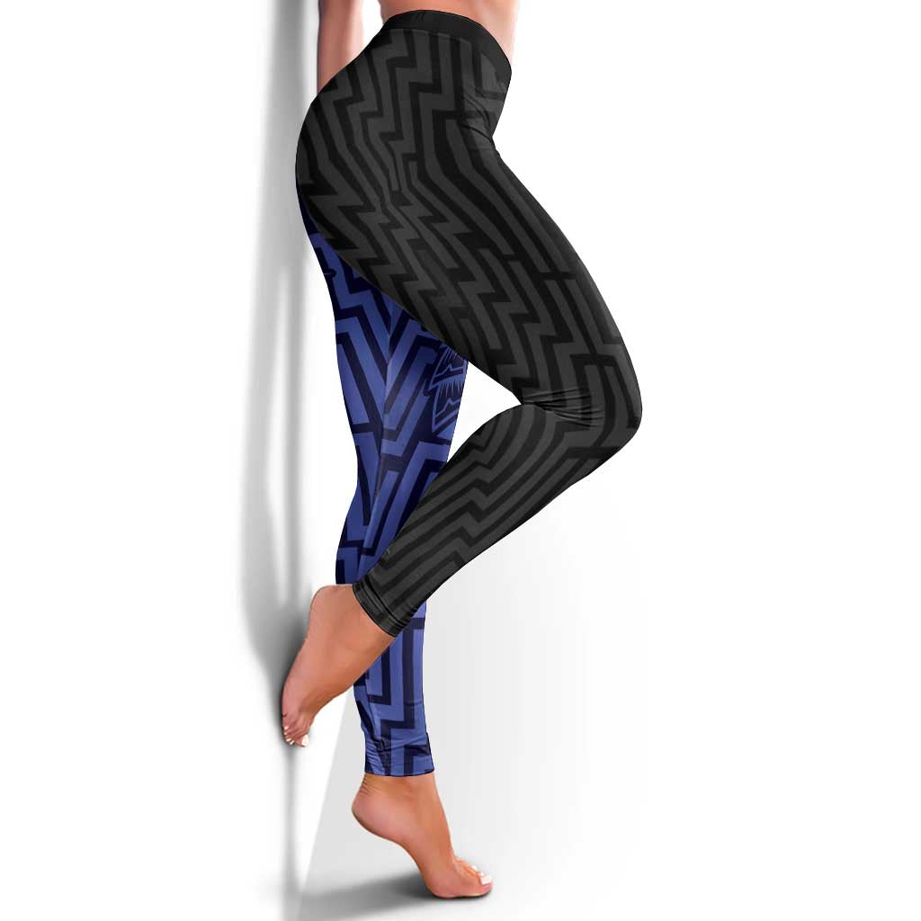 Basketball New Zealand Leggings Blue Maori Ta Moko Indigenous - Polynesian Pride
