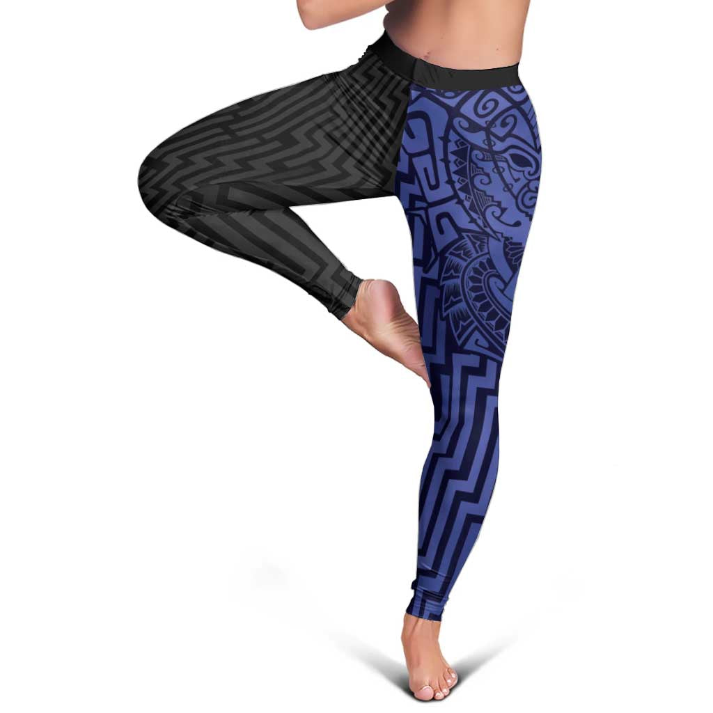 Basketball New Zealand Leggings Blue Maori Ta Moko Indigenous - Polynesian Pride