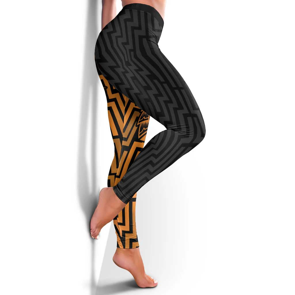 Basketball New Zealand Leggings Gold Maori Ta Moko Indigenous - Polynesian Pride