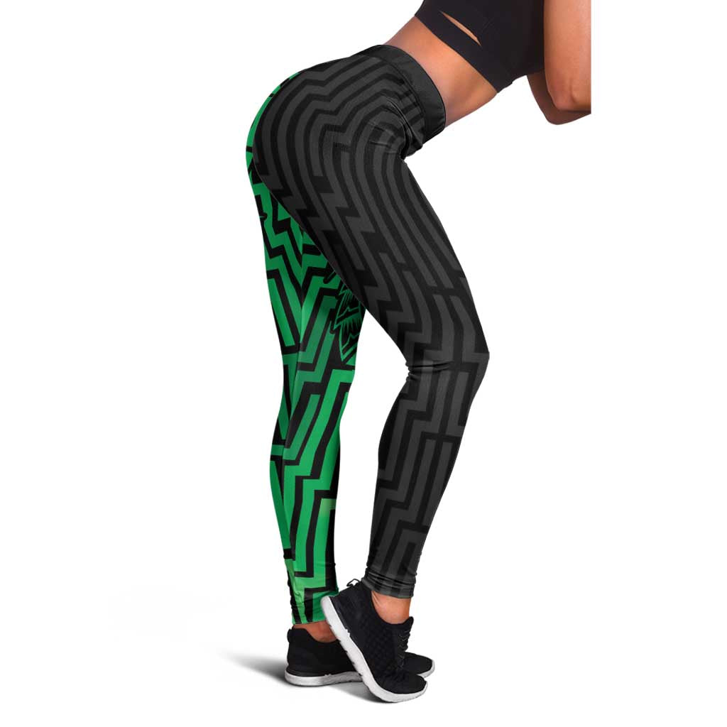 Basketball New Zealand Leggings Green Maori Ta Moko Indigenous - Polynesian Pride