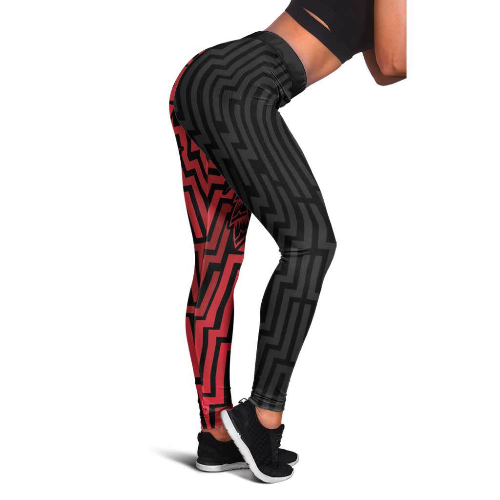 Basketball New Zealand Leggings Red Maori Ta Moko Indigenous - Polynesian Pride